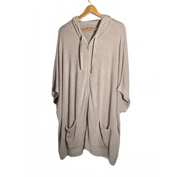 Barefoot Dreams Cozy  Chic Lite Light Gray Women's Hooded Vest  2X - Picture 2 of 7